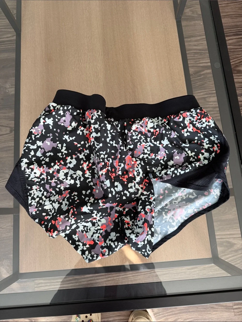 Under Armour Black Shorts with Purple Drawcord and Multicolor Floral Print